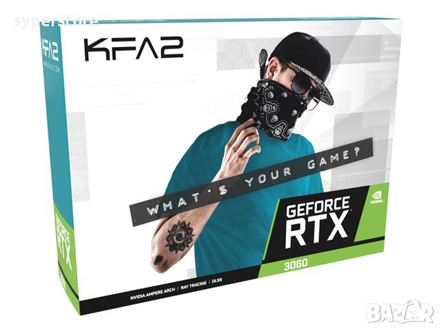 Видеокарта Kfa2 GeForce RTX 3060 12GB GDDR6 192-bit 1777MHz boost 3xDP 1.4a 1xHDMI 2.1 1-Click OC, снимка 1 - Видеокарти - 41375762