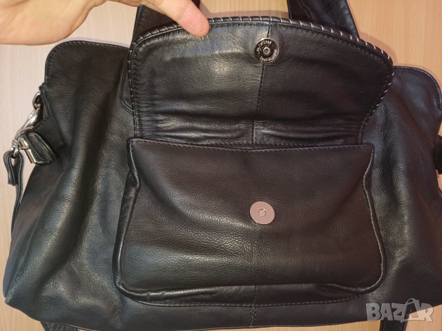 Manfield черно чанта естествена кожа , снимка 8 - Чанти - 41440192