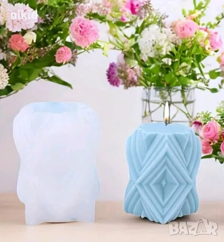 3D Цилиндрична Геометрична ромбове силиконов молд форма за свещ гипс шоколад смола декор украса , снимка 4 - Форми - 48747496