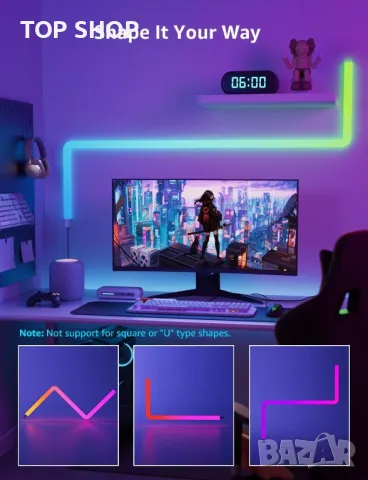 Интелигентна стенна лампа Lepro WL1, синхронизация, 6 бр. с 2 ъгъла, снимка 4 - Лед осветление - 49971279