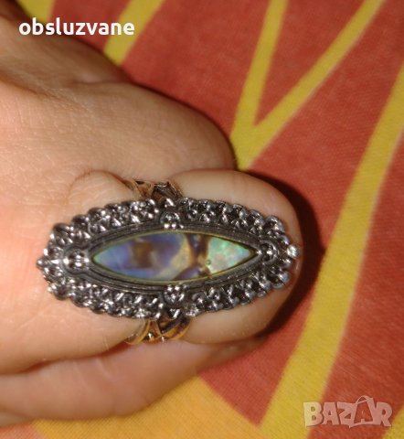 Пръстен-халка Седеф в антично сребро , снимка 3 - Пръстени - 41387041