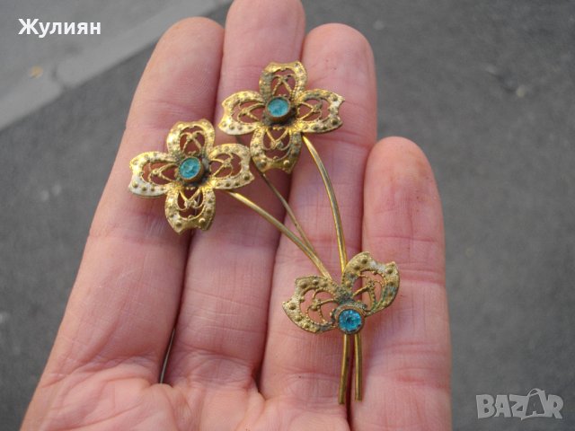СТАРА ПОЗЛАТЕНА БРОШКА, снимка 1