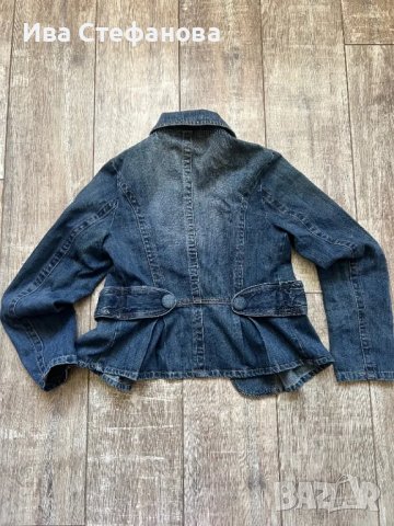 Дамско дънково кокетно яке тип сако ежедневно елегантно еластичен син  деним , снимка 2 - Сака - 50070785