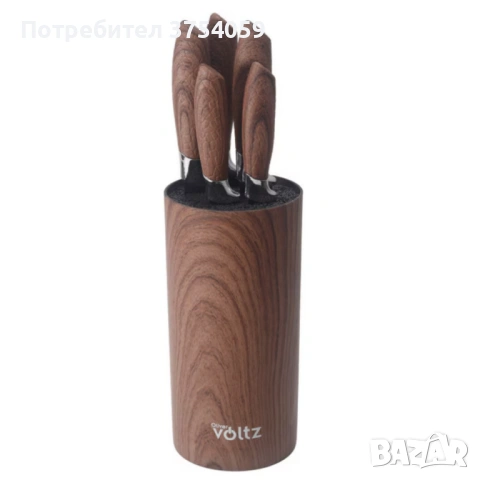 Комплект ножове Voltz с мраморно покритие и стойка – Стил, острота и удобство за перфектна кухня 5OV, снимка 7 - Прибори за хранене, готвене и сервиране - 53124852