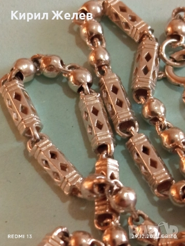 Винтидж сребърен ланец плетка тип БАРЕЛ елегантен стилен дизайн 20972, снимка 5 - Колиета, медальони, синджири - 52924875