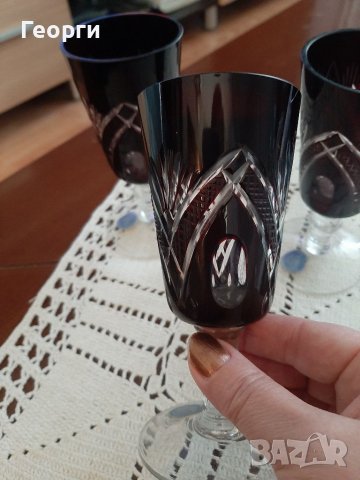 Червен кристал чаши, снимка 3 - Чаши - 39958290