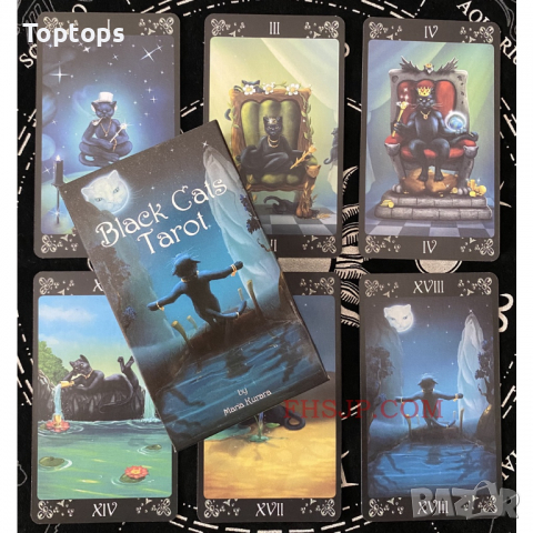 Таро карти с котки: White Cats Tarot & Black Cats Tarot & Weird Cat Tarot, снимка 13 - Карти за игра - 34171461