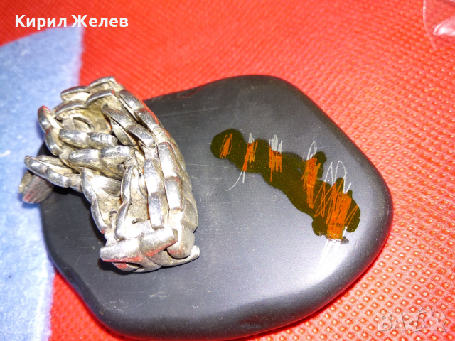 ВИНТИДЖ СРЕБЪРНА ГРИВНА ВИСОКА ПРОБА СРЕБРО с БЯЛА ПОЗЛАТА МАЙСТОРСКА РЪЧНА БИЖУТЕРСКА РАБОТА 43779, снимка 5 - Гривни - 44664522