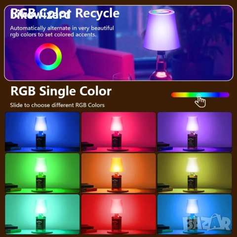 LED настолна лампа, безжична, презареждаща се, с тъч контрол, 3 цветови температури – 2 броя НОВИ, снимка 3 - Лед осветление - 53639322