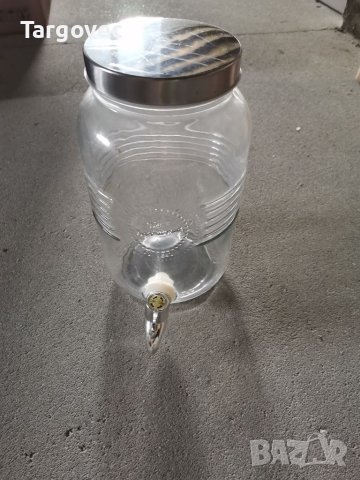 Стъклен буркан с кранче, снимка 1