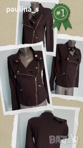 Черно яке с висока качулка и кожен ефект "H&M"  , снимка 10 - Якета - 35850360