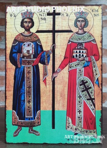 Икона на Св. Св. Константин и Елена icona Sv. Sv. Konstantin i Elena, снимка 1 - Икони - 14434227