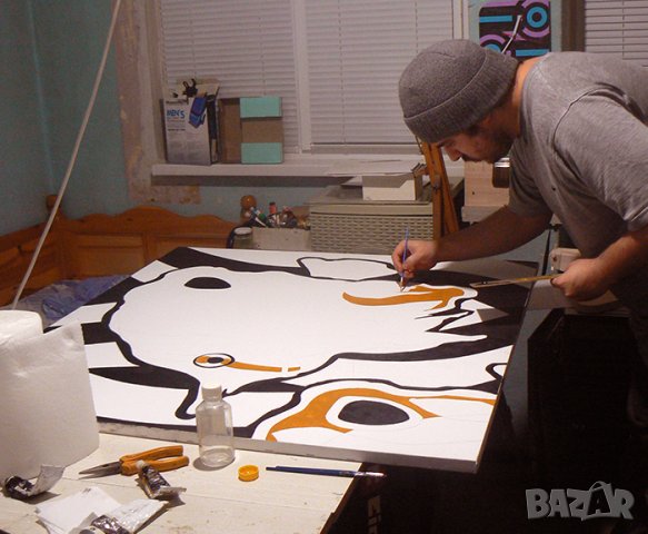 Голяма маслена картина с риба . Худ. Мартин Гергински ., снимка 6 - Картини - 39449713