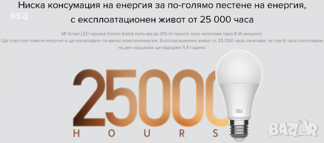 Mi Smart LED крушка XIAOMI E27, 810lm (топло и студено бяло) - GPX4026GL - 24 месеца гаранция, снимка 6 - Лед осветление - 36130137
