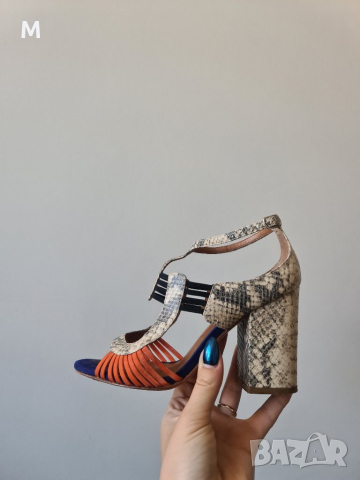 Уникални дамски сандали VICENZA на ток от естествена кожа и велур, снимка 2 - Дамски елегантни обувки - 36355966