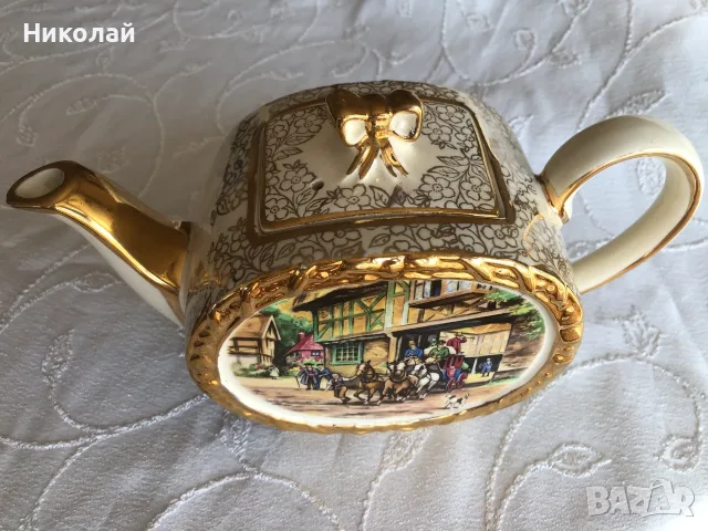 Уникален английски порцеланов чайник Sadler (1937-1947г.), рядкост, музеен клас, много запазен, снимка 8 - Антикварни и старинни предмети - 55874998