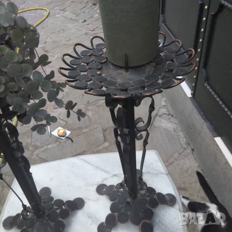 Ковано желязо лот свещник и цветарник , снимка 6 - Декорация за дома - 41968121