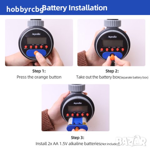 21526 Таймер за поливане с дисплей, седмичен програматор, снимка 6 - Напояване - 41454577