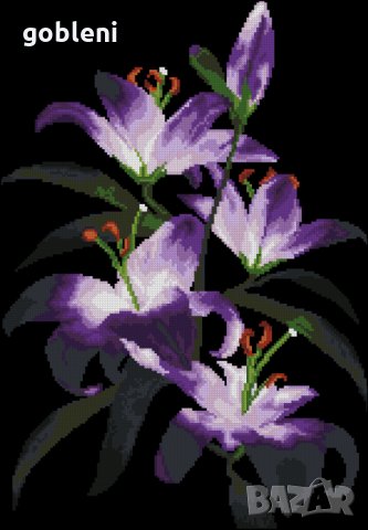 гоблен "НОЩНИ ЛИЛИИ" Д42 - размери 20*30 см,; 20 цвята;, снимка 2 - Гоблени - 34163204