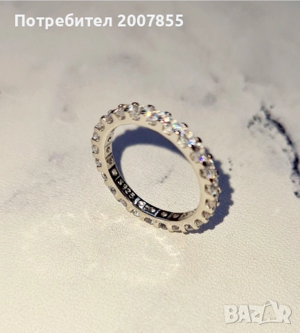 Сребърен дамски пръстен с кристали , снимка 3 - Пръстени - 53790652
