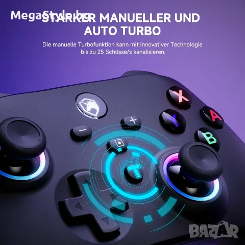 Безжичен Контролер ECHTPower SP06 – RGB, Hall Effect, 1000mAh (За Switch / PC / iOS / Android), снимка 2 - Аксесоари - 55750910