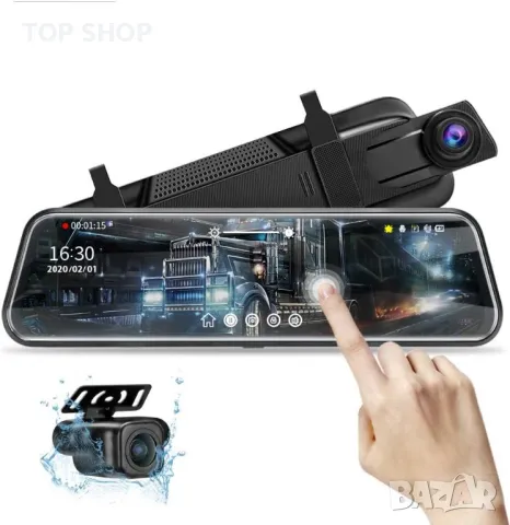 4K GPS Dash Cam 12'' Mirror Dash Cam с 64GB SD карта, снимка 13 - Аксесоари и консумативи - 48631096