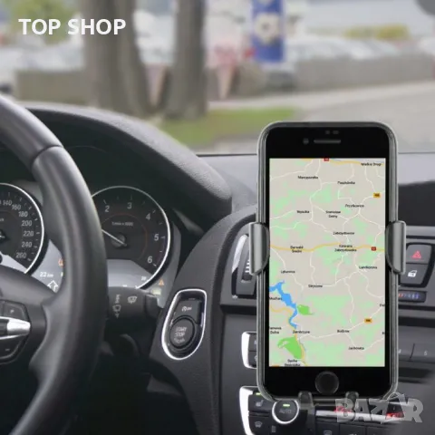 Стойка за смартфон за кола с безжично бързо зарядно Qi, 10 W, снимка 8 - Други - 49160619