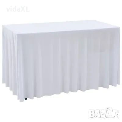 vidaXL 2 бр стреч покривки за маса с драперия, 183x76x74 см, бели（SKU:133585）, снимка 1 - Други - 49243648