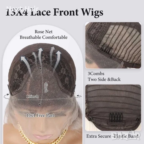 75 см Светло руса дантелена омбре перука с тъмни корени на път 13Х4, снимка 5 - Аксесоари за коса - 52878692