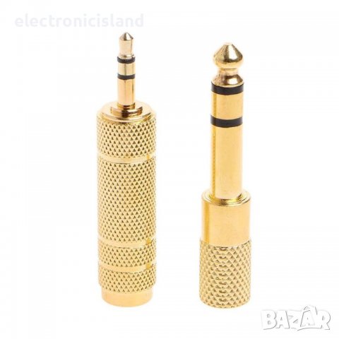 Преходник 6.25 мм Стерео жак M към 3.5мм Стерео жак F или обратният вариант, златист