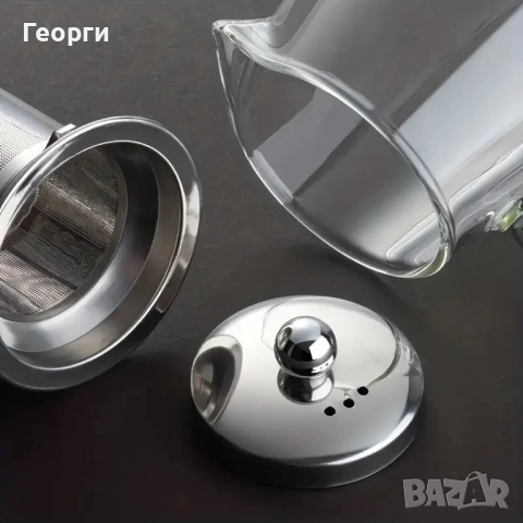 Стъклен чайник с цедка, боросиликат, снимка 4 - Аксесоари за кухня - 51556103