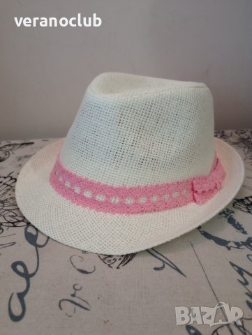 Детско бежово бомбе розова дантела 54 см, снимка 2 - Шапки - 40366032