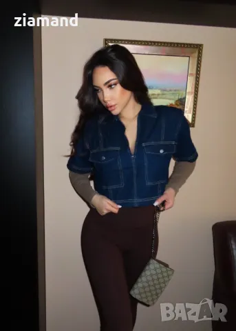 Дънкова блуза къс ръкав, снимка 3 - Тениски - 49622230