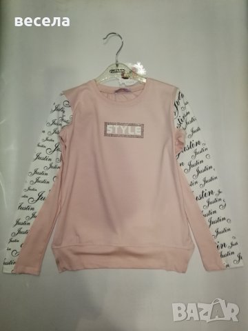 Блуза за момиче, розов цвят, с цепки отстрани спортно елегантен модел , снимка 1 - Детски Блузи и туники - 39906734