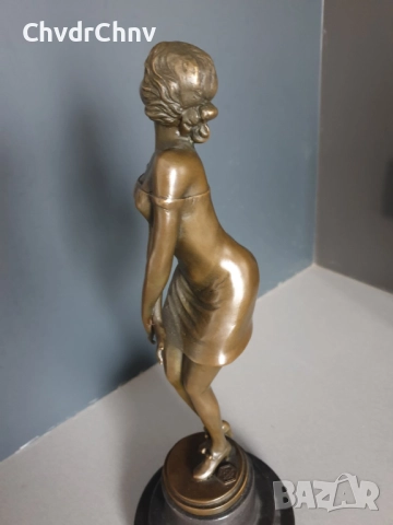 37см-4кг Collinet статуетка/еротика/френска бронзова скулптура/фигура на жена-танцьорка, снимка 3 - Статуетки - 52906084