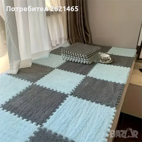 Велурен мек килим - пъзел , комплект от 12 части, за под на детска стая, 30х30 см, снимка 10 - Килими - 49169951