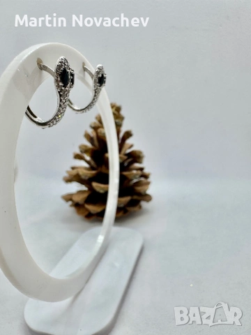 Сребърни обеци с цирконий, снимка 4 - Обеци - 53197629
