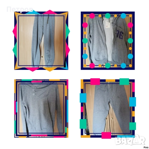 Дамски комплект долнище и суичър в светло сиво.Размер М.2 броя по 10 лв.