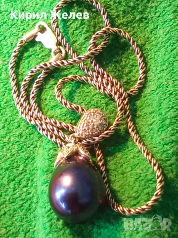 МАРКОВО ПЕРЛЕНО СРЕБЪРНО КОЛИЕ СРЕБРО 925 с ОГРОМНА НАТУРАЛНА ЧЕРНА ПЕРЛА БИСЕР и ЦИРКОНИ 25989, снимка 12 - Колиета, медальони, синджири - 49247395