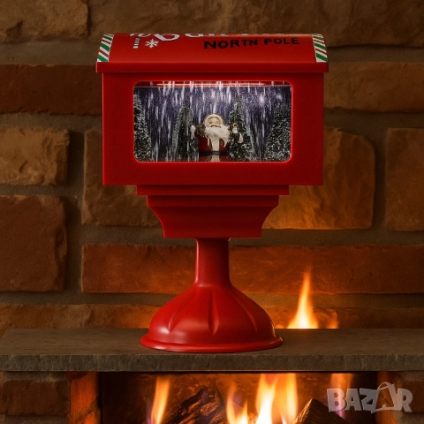 Музикална пощенска кутия „Santa North Pole“ с ефект на падащ сняг, снимка 3 - Други - 52436594