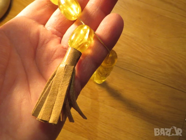 Огромна Старинна османска броеница с желти зърна, молитвена броеница с 33 мъниста турска броеница , снимка 3 - Антикварни и старинни предмети - 50678288