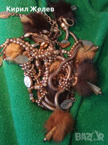 ШАРМАНТНА ВИНТИДЖ АРТ с ПОЗЛАТА ОГЪРЛИЦА от БЛАГОРОДНА СТОМАНА и ПУХЧЕТА 9308, снимка 3 - Колиета, медальони, синджири - 41860894