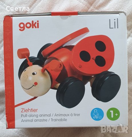 Дървена играчка за дърпане Goki - Калинка