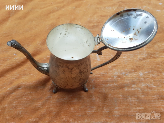 Чайник посребрен голям , снимка 2 - Антикварни и старинни предмети - 53215380