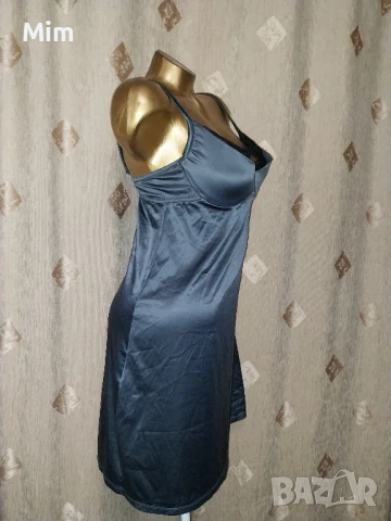  85 С Сатенена, моделираща рокля в оловно сиво, снимка 3 - Корсети, бюстиета, топове - 50855997