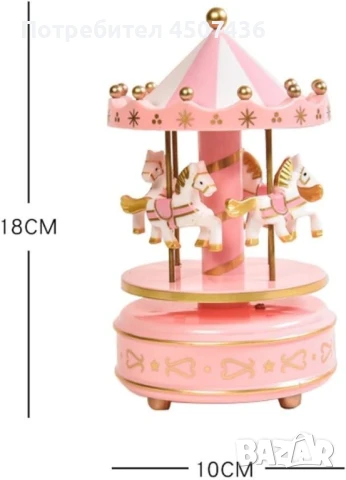 Луксозна музикална кутия с въртележка 4 коня, снимка 9 - Декорация за дома - 50840762