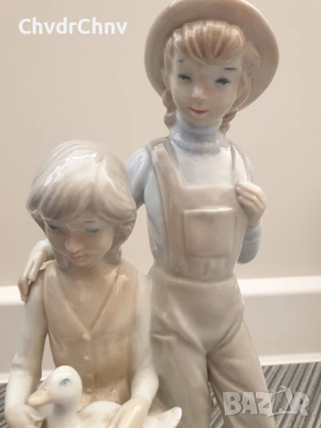 Sanbo Valencia статуетка 26см/САНБО Валенсия испанска порцеланова фигура-композиция/деца-гъска, снимка 6 - Статуетки - 51220086
