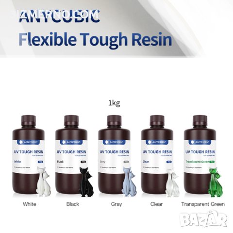UV Resin Фотополимерна смола Anycubic : Basic, Water wash, ABS, DLP, Tough, снимка 4 - Принтери, копири, скенери - 41405484
