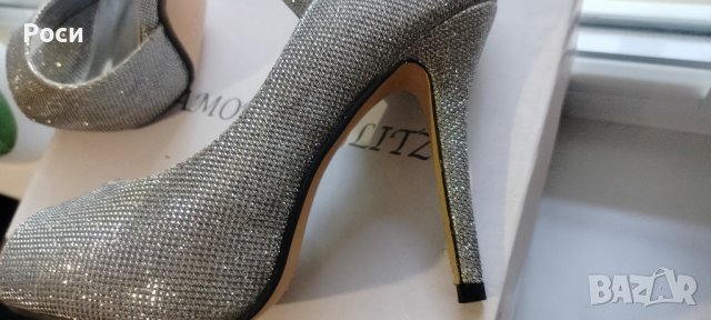 Елегантни дамски обувки на ток в сребърно 38 номер, снимка 4 - Дамски елегантни обувки - 41726656