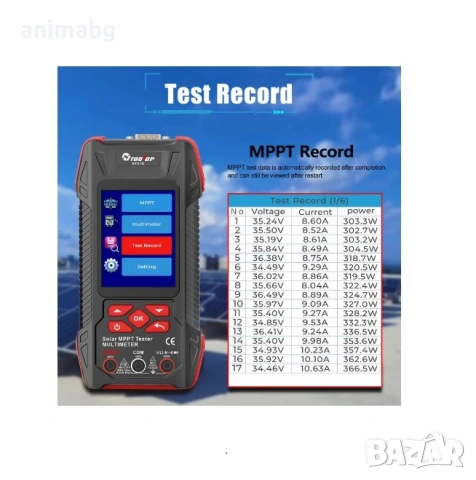 ANIMABG Фотоволтаичен Мултиметър, Модел ET273, Тест на Pmax, Voc, Isc, Презареждаем, снимка 3 - Друга електроника - 53464101